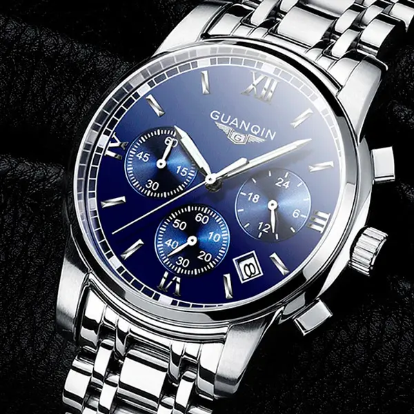 Наручний годинник чоловічий Guanquin Liberty Сріблястий (1357) - фото 2