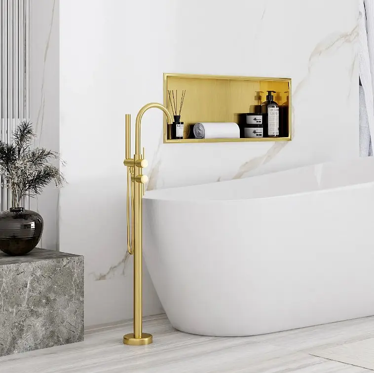 Вбудована полиця Rea 30x60 brushed gold з обідком REA-05608, Золотий - фото 2