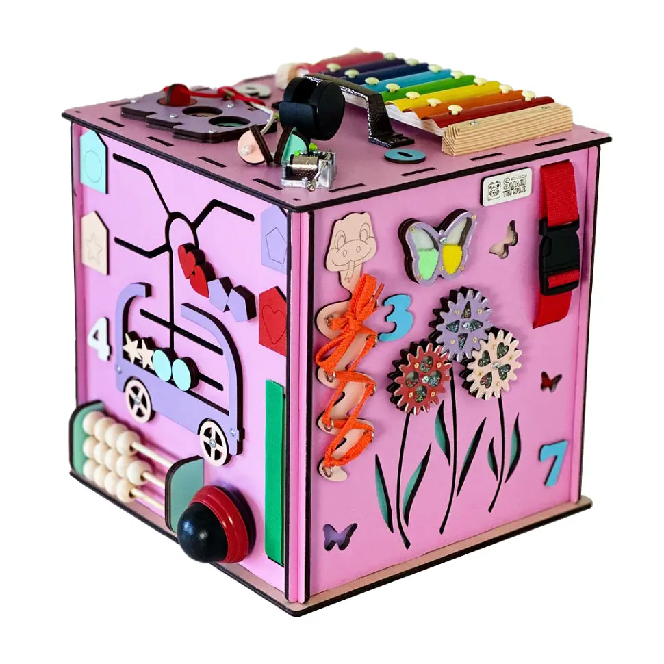 Развивающая игрушка Бизикуб TG145644630, 30х30х30 см Розовый - фото 4