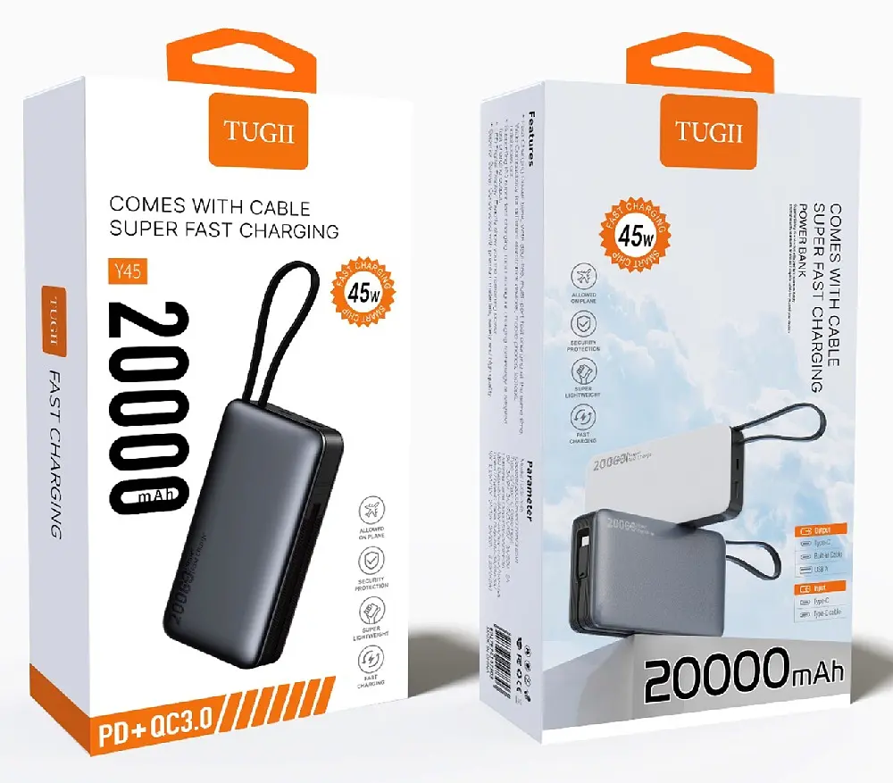 Зовнішній акумулятор WUW Y45 （PD22.5W quick charge) 20000mAh Black (Y45) - фото 2