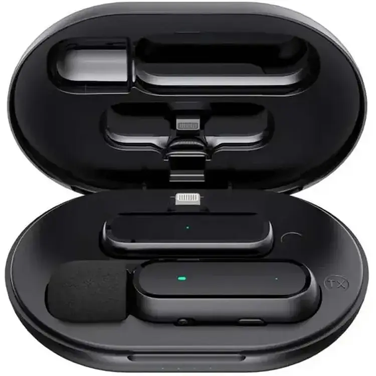 Микрофон  K60 Lightning беспроводной петличный приемник + микрофон + зарядный кейс Black (17618) - фото 3