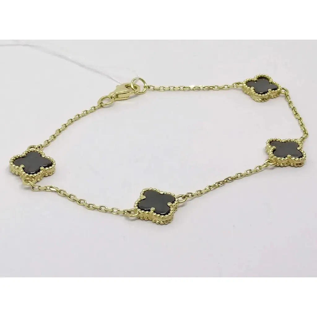 Золотий браслет Столична Ювелірна Фабрика (Якірне) з оніксом. 322552ЖО 18,5 - фото 2