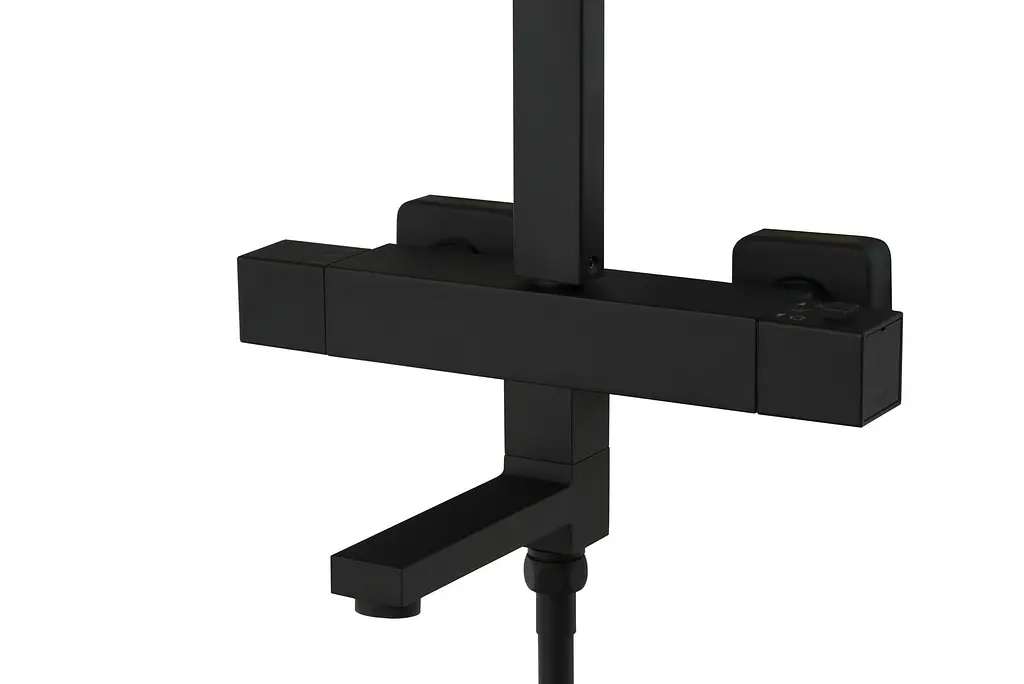 Душова система Corsan Ango Black Matt з термостатом та виливом CMN02TBLW, Чорний матовий - фото 6