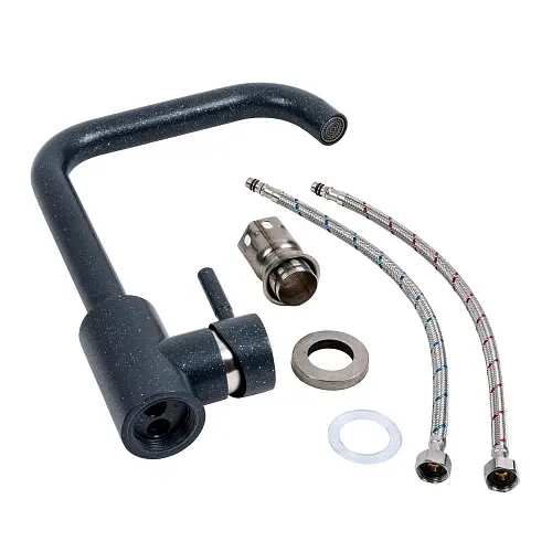 Змішувач кухонний Platinum NS02B (3008B-NA) поворотний одноважільний з нержавіючої сталі антрацит - фото 2