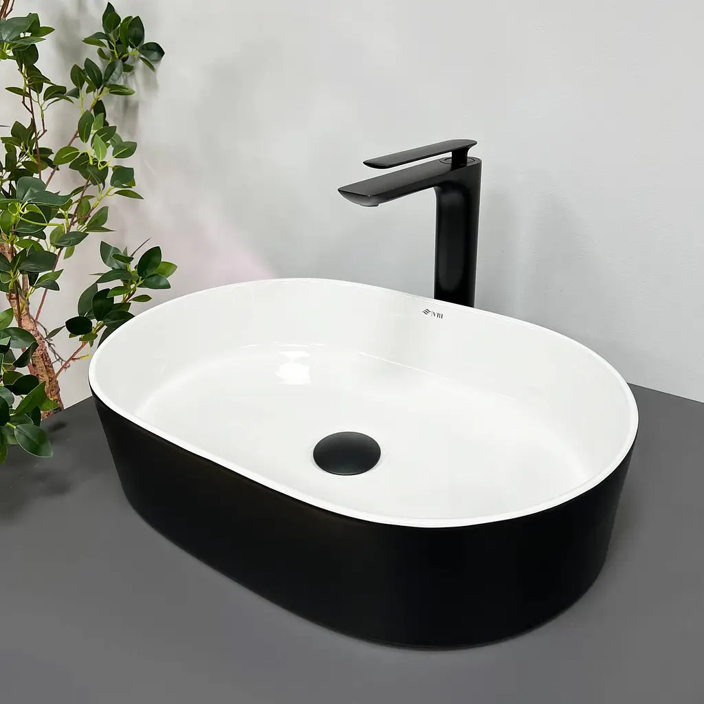 Умивальник VBI Verona 50 black white накладний VBI-011309, Чорний - фото 3