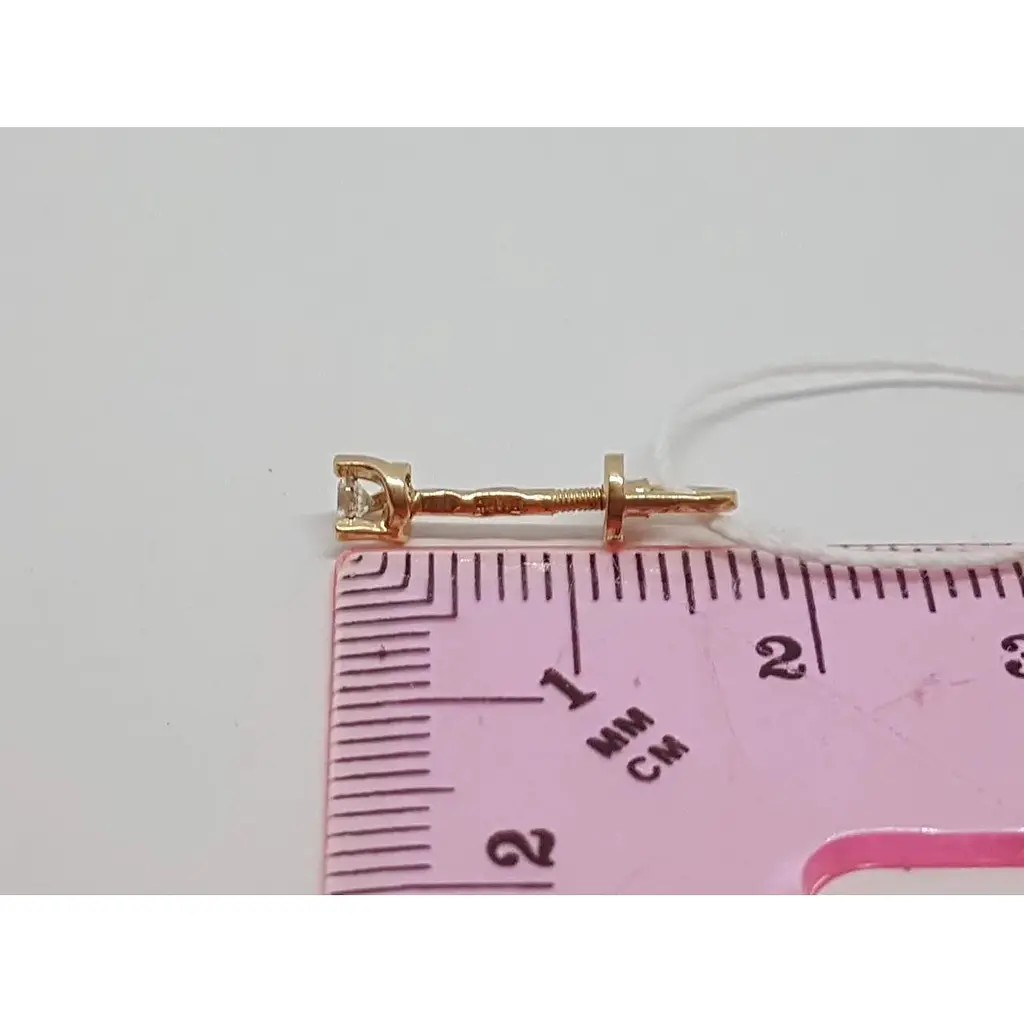 Золотые серьги-пуссеты Гаразд с фианитами. 3533276 - фото 4