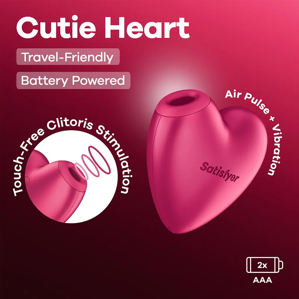 Стимулятор Satisfyer Cutie Heart Battery Series Вакуумний -серце з вібрацією - фото 6