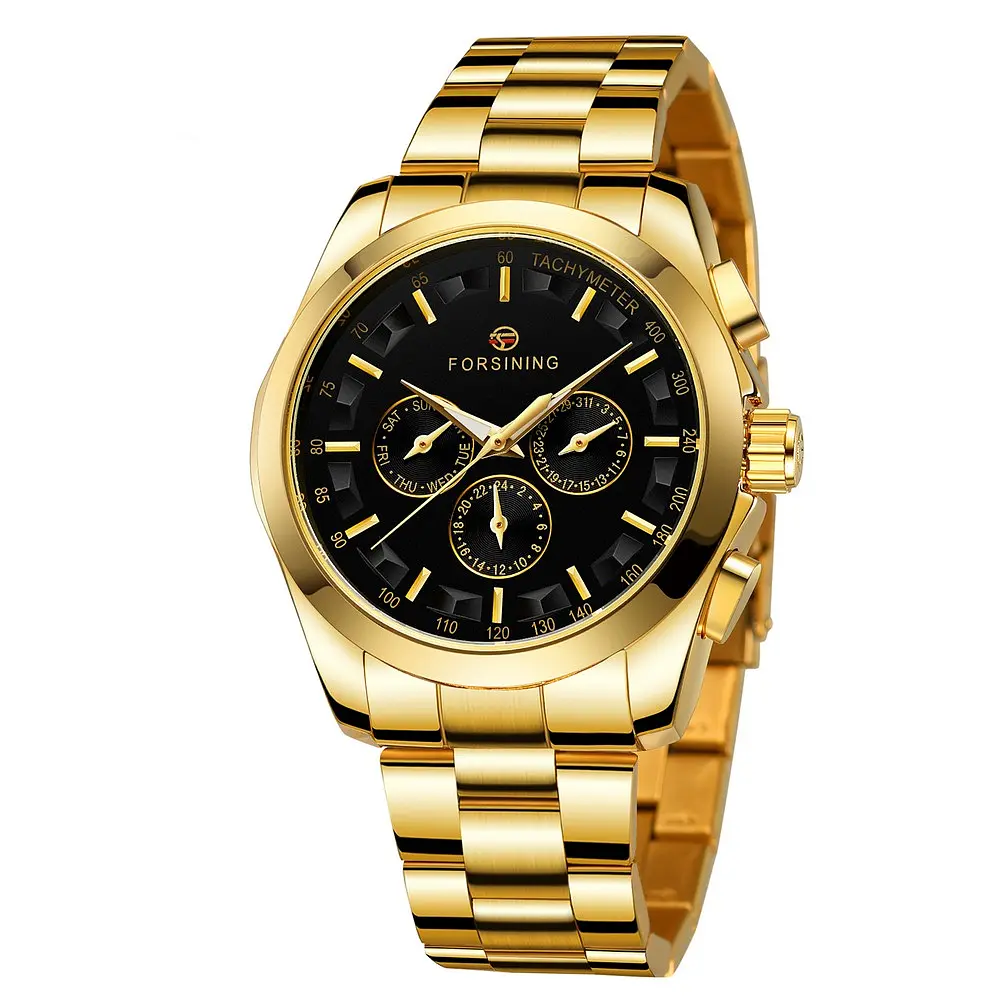 Наручний годинник чоловічий 6917 Gold-Black Forsining acs0031384