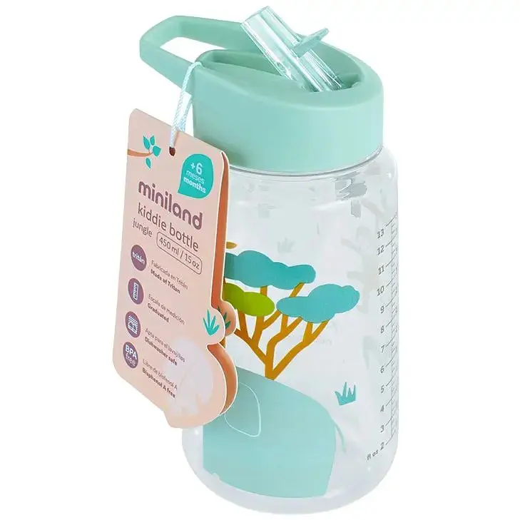 Поїльник-непроливайка Miniland Jungle Bottle з трубочкою 450 мл (89622) - фото 5
