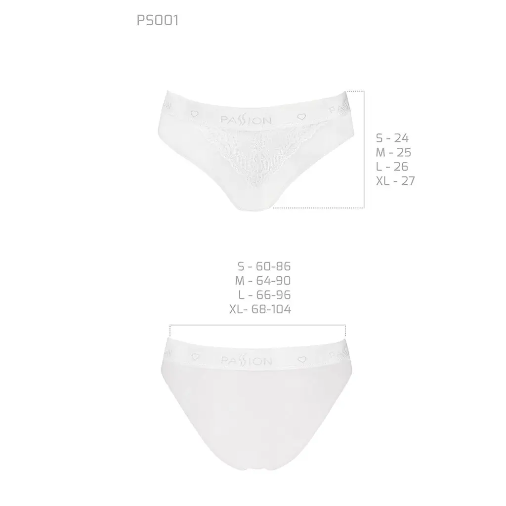 Трусики з широкою гумкою і мереживом Passion PS001 PANTIES S, white - фото 5