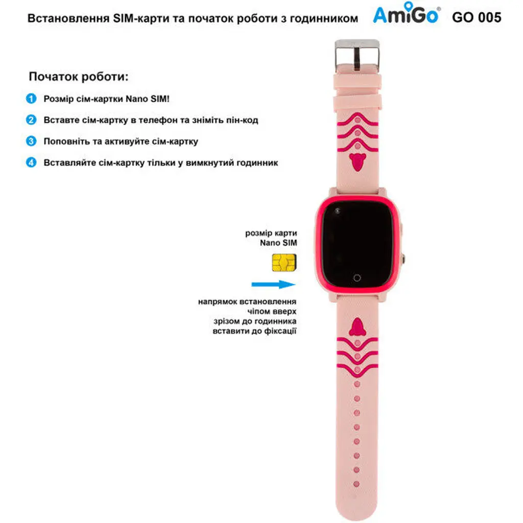 Дитячий смарт-годинник AmiGo GO005 4G WIFI Thermometer Pink Рожеві - фото 2