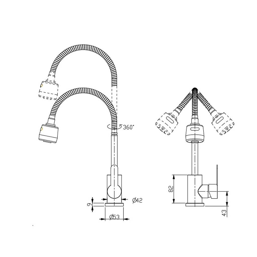 Змішувач для кухні Brinex Pure 015F41 з гнучким виливом Nickel BRIPUR015F41NKL - фото 2