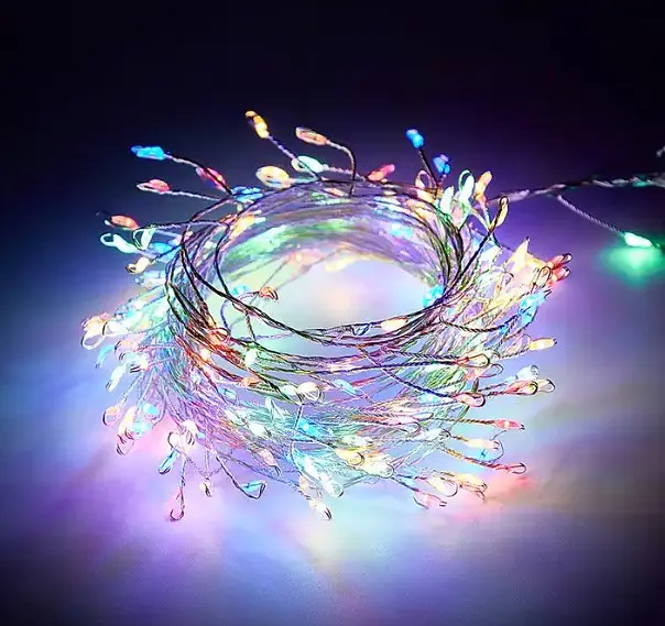 Світлодіодна гірлянда крапля нитка LTL довжина 2,5 м 25led батареї різнокольорова RGB - фото 2