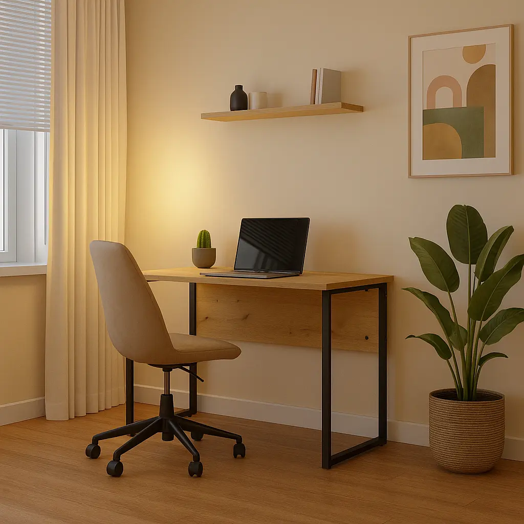 Стол прямой лофт с экраном ОП-161 Orange-Line 1200х600х750 Черный/Дуб Эвок прибрежный - фото 2