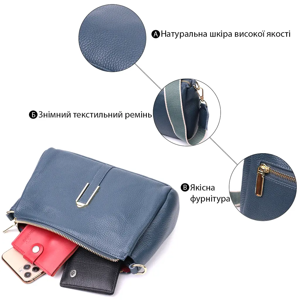 Жіноча сумка через плече Vintage з натуральної шкіри 24х16х6.5 см sum0029018 - фото 4