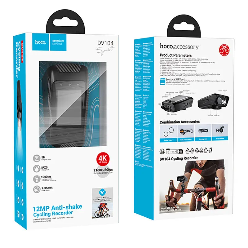 Відеореєстратор Hoco DV104 2-inch display for bike (4K) Black - фото 2