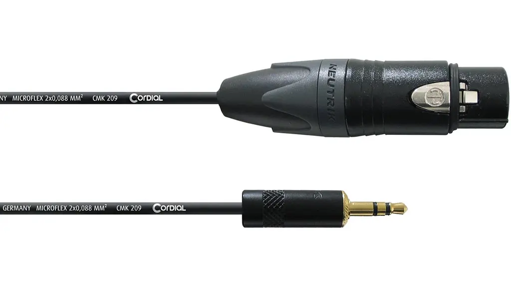 Балансный соединительный кабель XLR female — Jack 3,5 1.5м Cordial CPM 1,5 FW-BAL