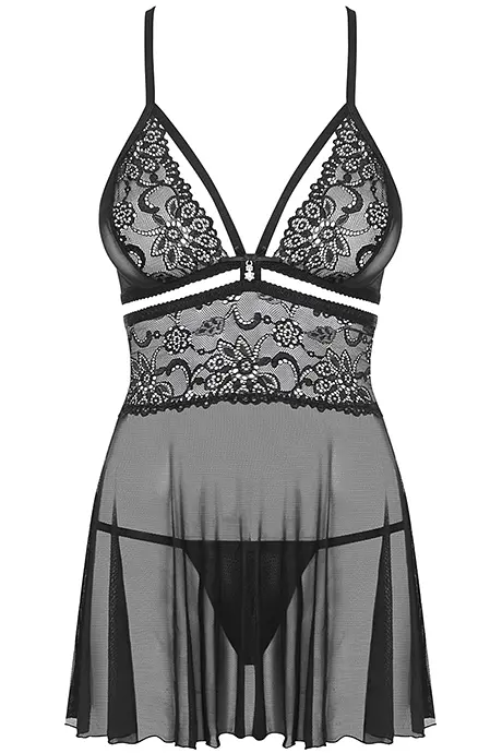 Спокусливий бебі дол, XXL (чорний) Obsessive 838-BAB-1 babydoll - фото 3