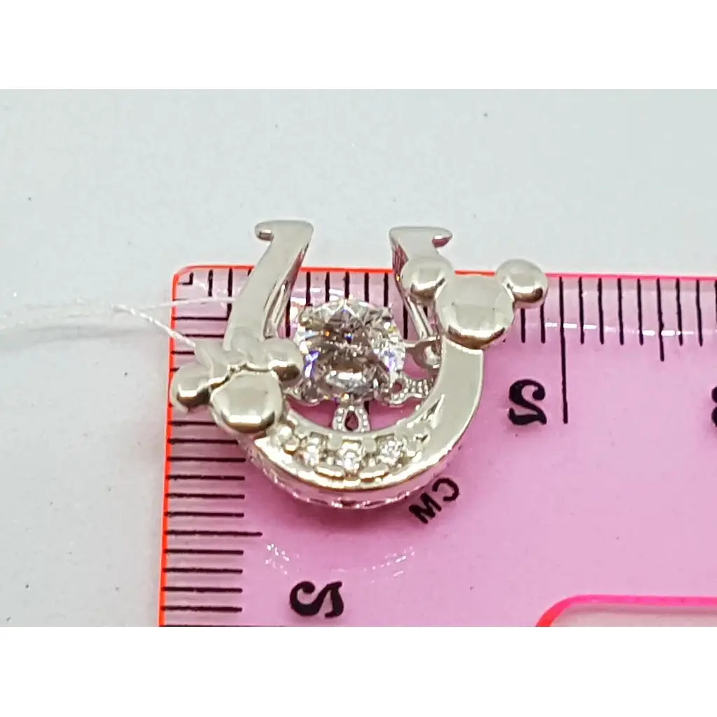 Срібна підвіска Лазурит Підкова з фіанітами. 39111р - фото 3