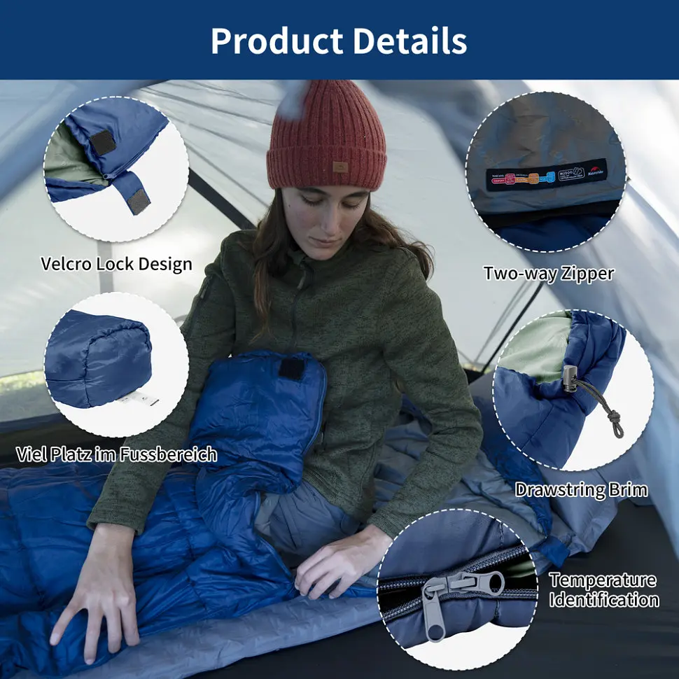 Спальник з капюшоном Naturehike MJ300 CNK2300SD014, темно-блакитний - фото 3
