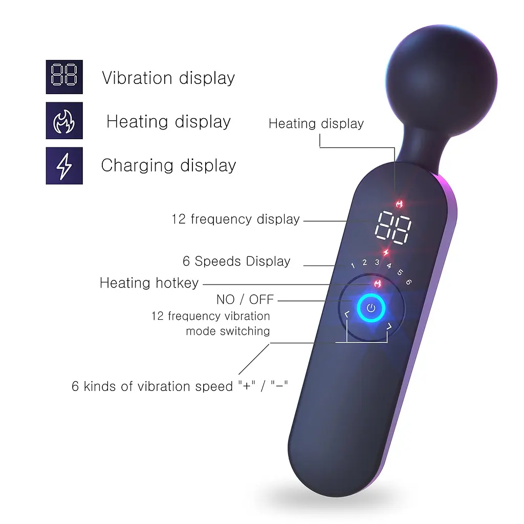 Вібростимулятор преміум з підігрівом ARES 72 режими магнітна зарядка Чорний - фото 3