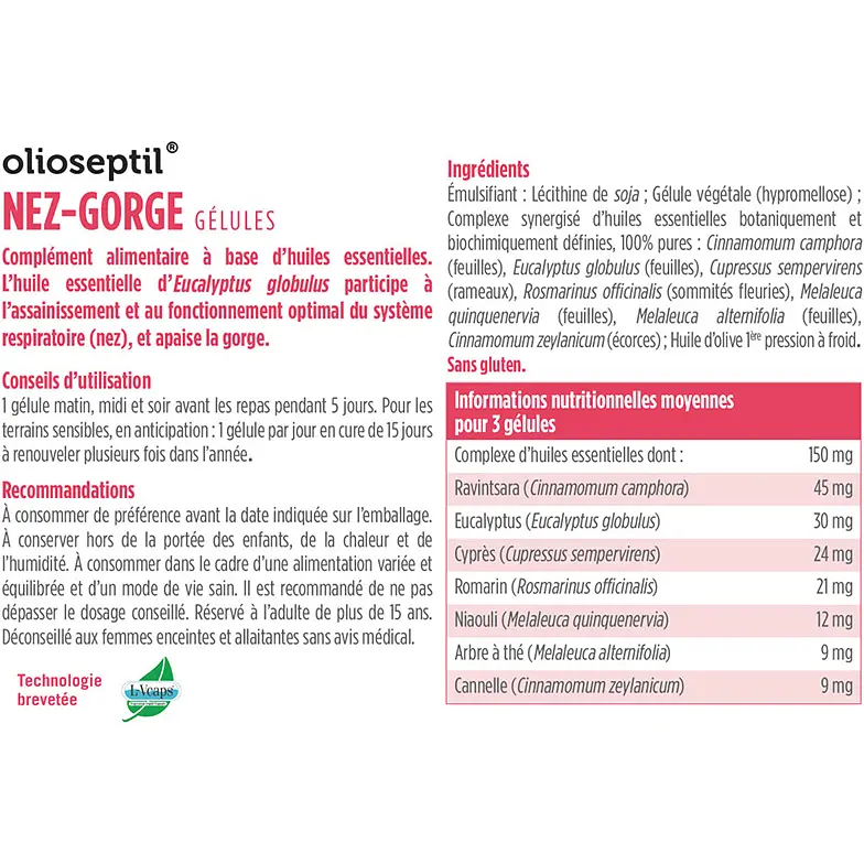 Комплекс Olioseptil Ніс - Горло 7 ефірних олій 15 капсул - фото 2