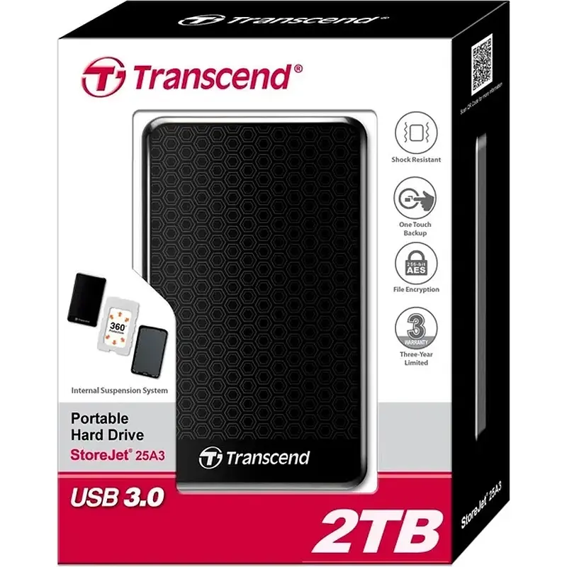Жорсткий диск Transcend 2TB TS2TSJ25A3K Storejet 2.5" USB 3.0 Black - фото 4