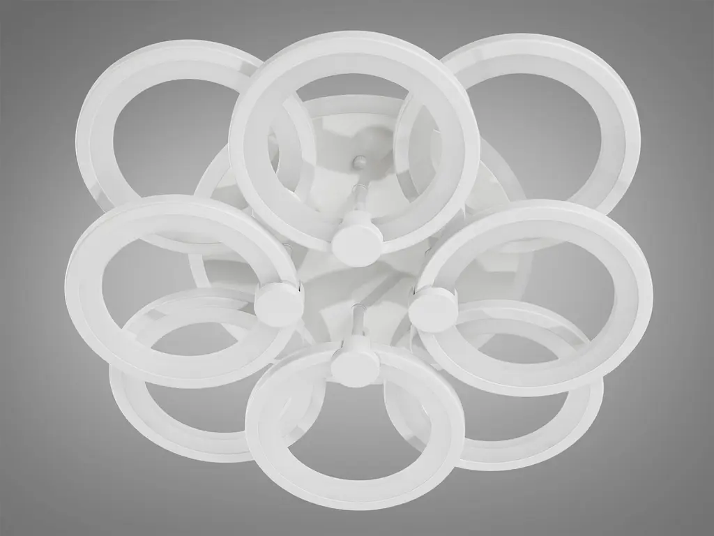 Белая люстра led кольца с димером и LED подсветкой, 150W - фото 4