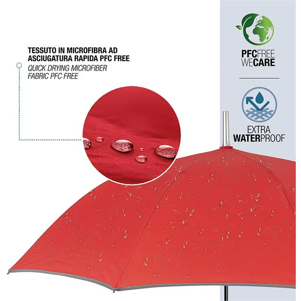 Зонтик-трость Perletti Reflecting с системой антивитер красный (P96014-03) - фото 3