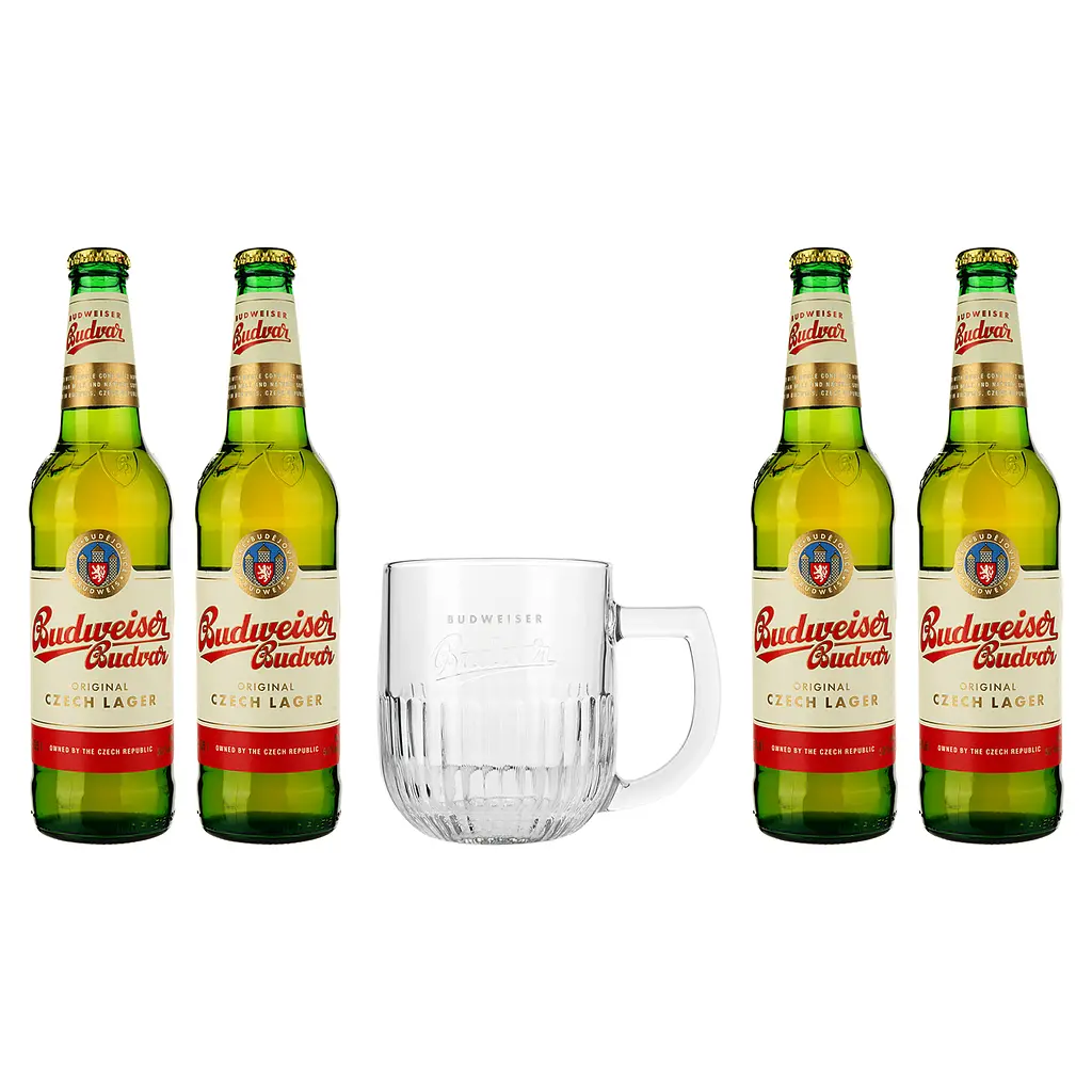 Набір пива Budweiser 5% (4 шт. х 0.5 л) + бокал - фото 5