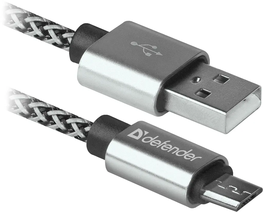 Кабель USB 2.0 AM-micro BM, 1.0 м, білий, 08-03T PRO Defender - фото 2