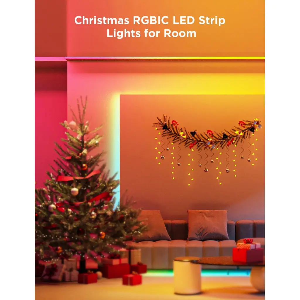 Світлодіодна стрічка Govee H100E LED Compatible extension of H61E1, 1.0m, RGBIC , WI-FI/Bluetooth, white (H100E0D1) - фото 4