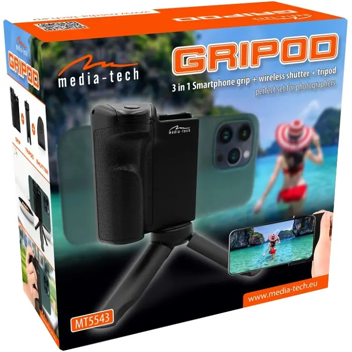 Тримач для смартфона, настільний штатив, Bluetooth пульт, 3в1 Media-Tech - фото 9