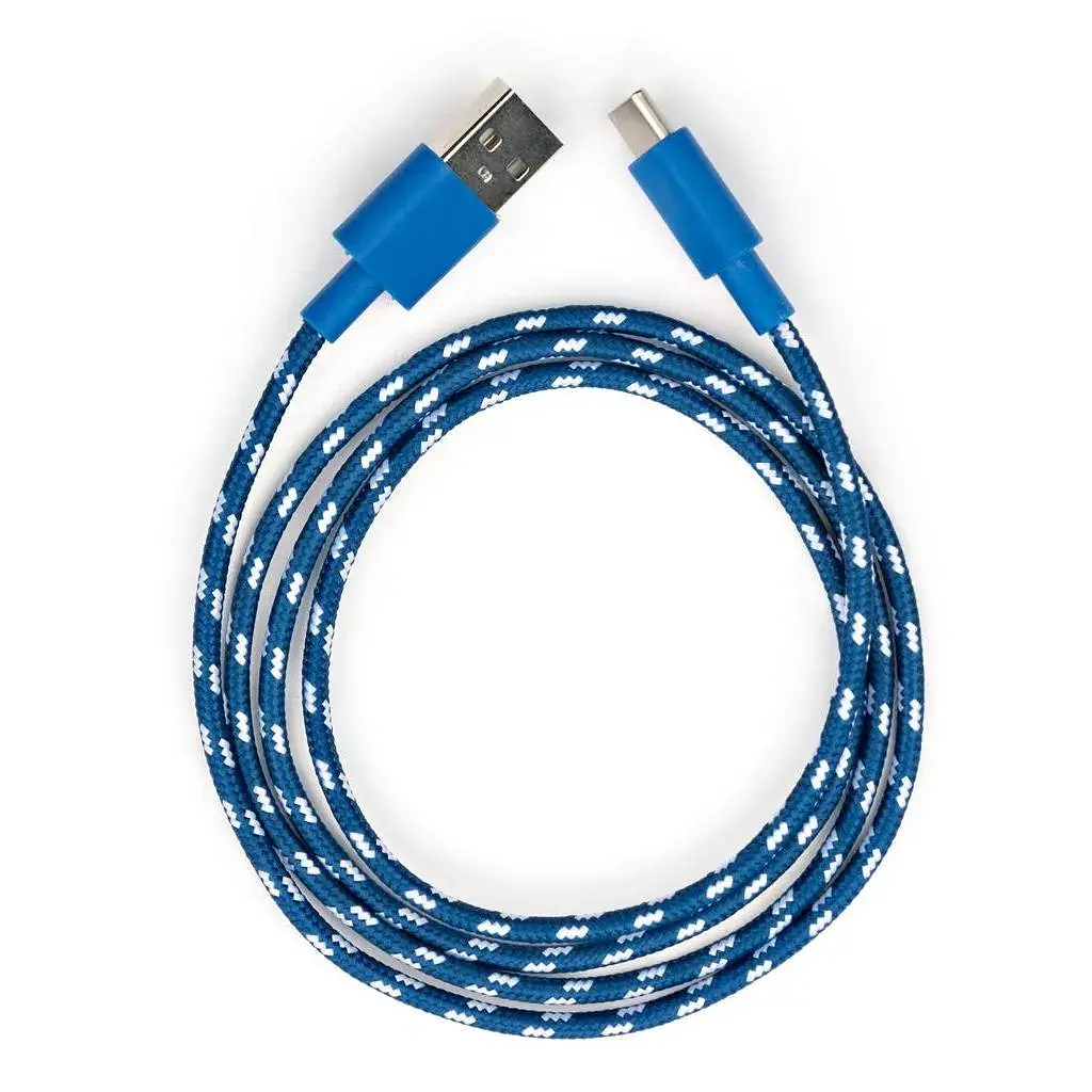 Дата кабель USB 2.0 AM to USB-C 1.0m 2color nylon blue Vinga (VCPDCTCNB31B) - фото 3