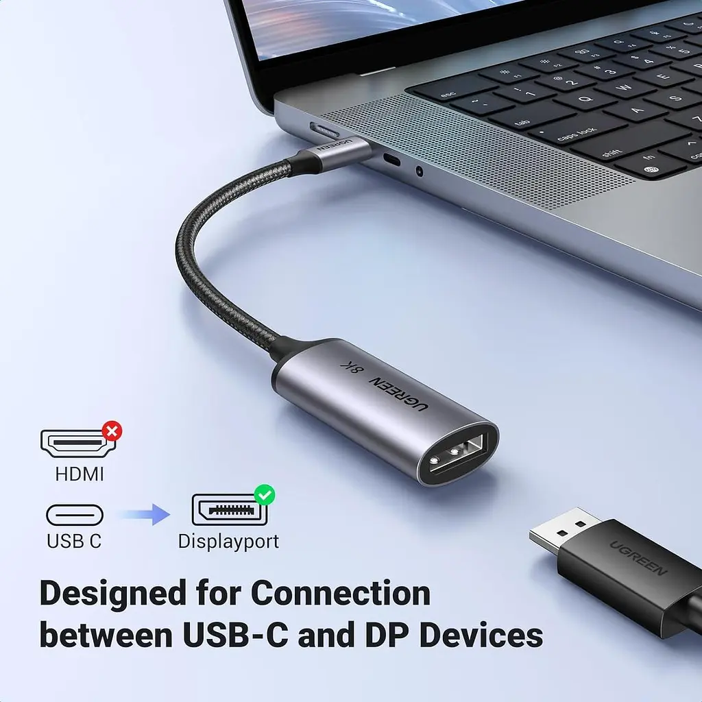Перехідник USB-C to DisplayPort Ugreen CM654 Thunderbolt 4 8k 60hz Grey (15575) - фото 6