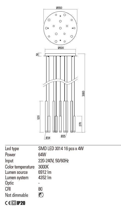 Подвесной светильник Redo MADISON SU LED 64W 3000K S/CP+AL+BK+CF (4.1.2) 01-2061 - фото 3