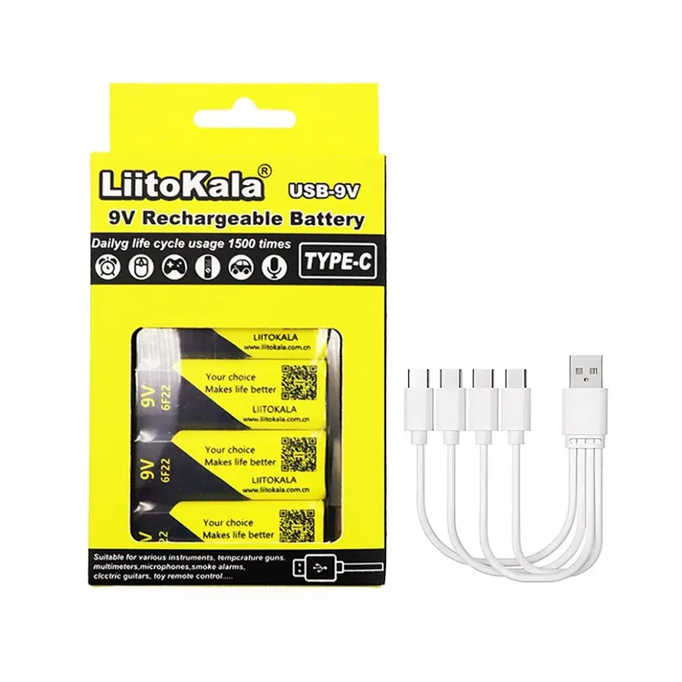Набір акумуляторів з 4 шт LiitoKala Lii-USB-9V + USB Type-C кабель зарядки - фото 4