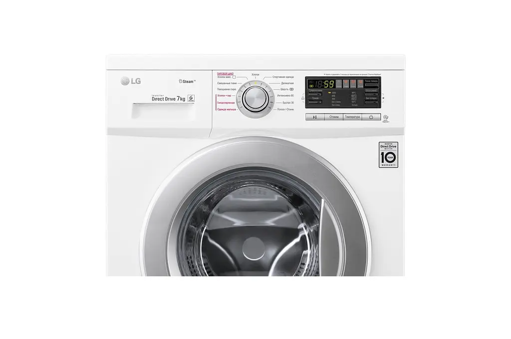 Пральна машина LG з фронтальним завантаженням F1296HDS1, 7кг, 1200, A+++, Пар, глибина 44см, Дисплей, Інвертор, Білий (F1296HDS1) - фото 4