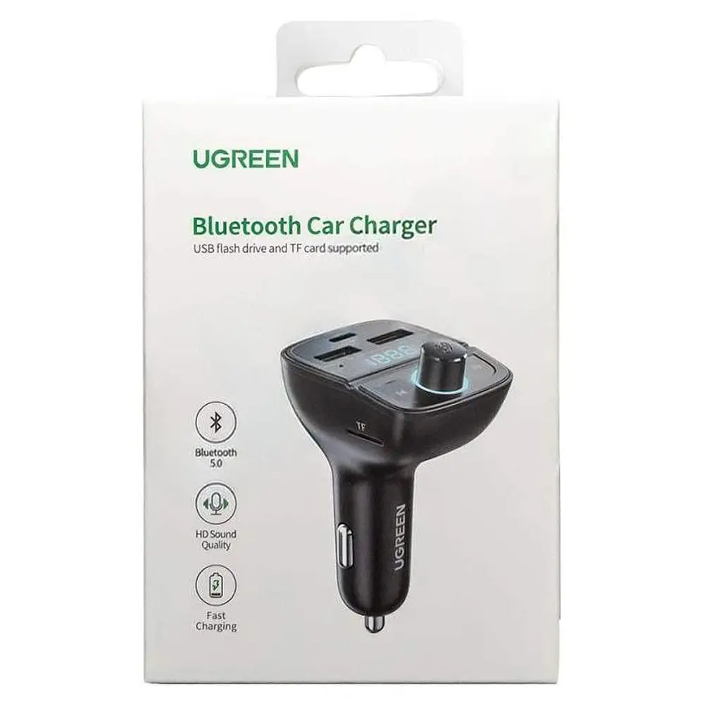 АЗП з FM-модулятором Ugreen CD229 FM&bluetooth Transmitter&Car Charger + TF Slot чорний - фото 2