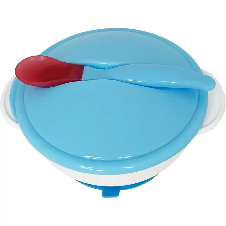 Тарелка на присоске с термоложкой и крышкой Mega Zayka MGZ-0101 (Blue) - фото 2