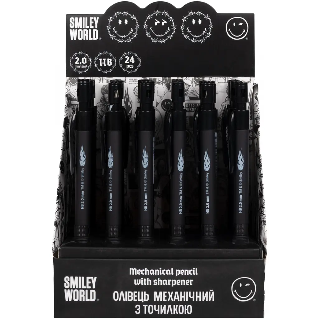 Олівець механічний Yes Smiley World HB 2.0 мм з точилкою (300163) - фото 4