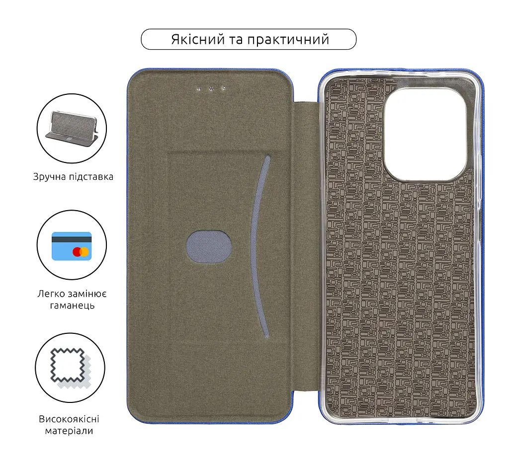 Чехол-книжка для Xiaomi Redmi Note 13 4G, G-Case, синий, кожаный чехол-книжка из экокожи (PU) и TPU, с магнитом, с подставкой и вместительным кардхолдером, противоударный, защита всего корпуса, ArmorStandart (ARM73352) - фото 3