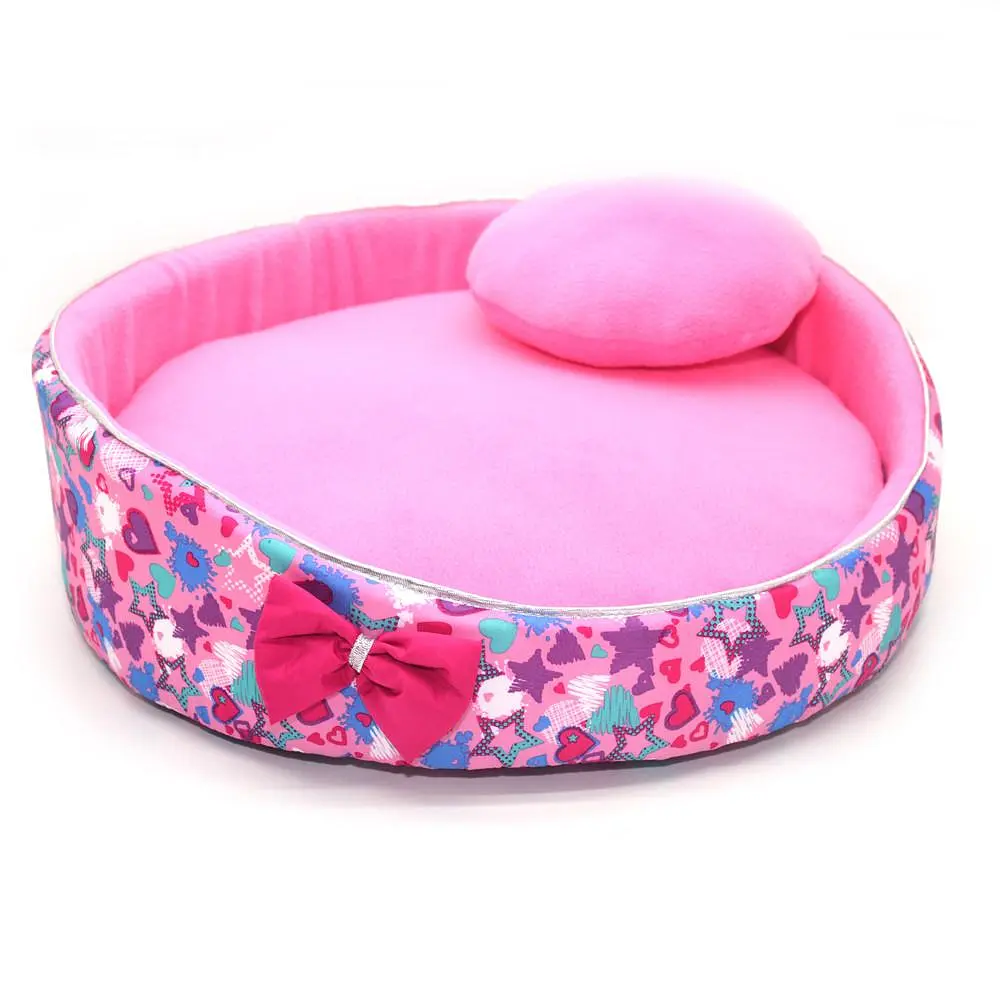 Лежак для котів та собак Zoo-hunt Зірочка рожевий №1 d-400 h-140 мм - фото 3