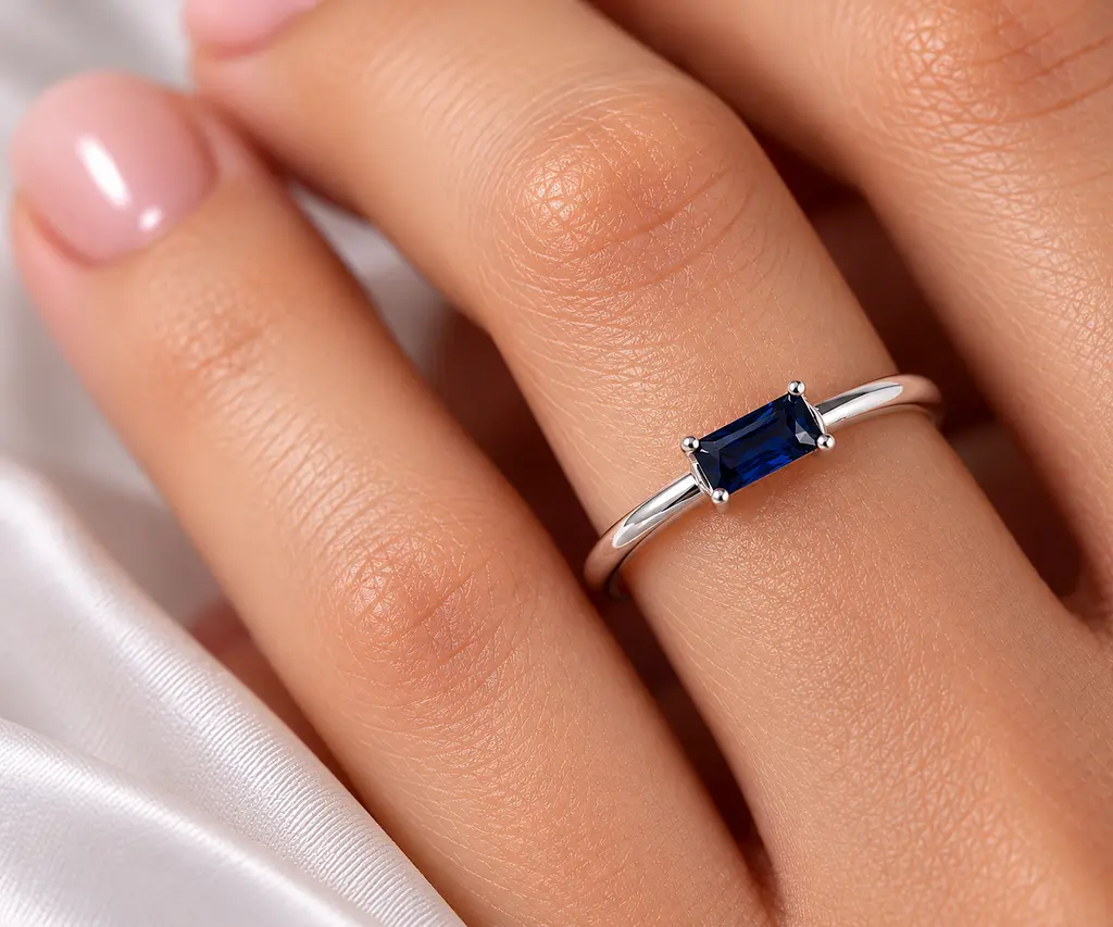 Каблучка Jewellery Continent з білого золота із сапфіром 20.5 (К-0922) - фото 3