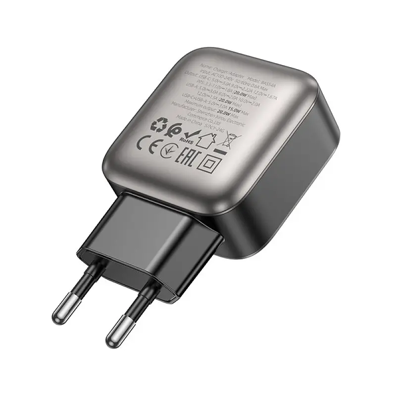 МЗП Borofone BAS54A Absolute PD20W+QC3.0 (1USB-A/1C) Black - фото 2