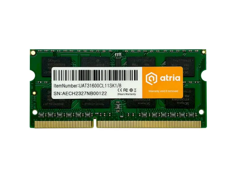 Пам'ять для ноутбуків ATRIA 8 GB SO-DIMM DDR3 1600 MHz (UAT31600CL11SK1/8) - фото 2