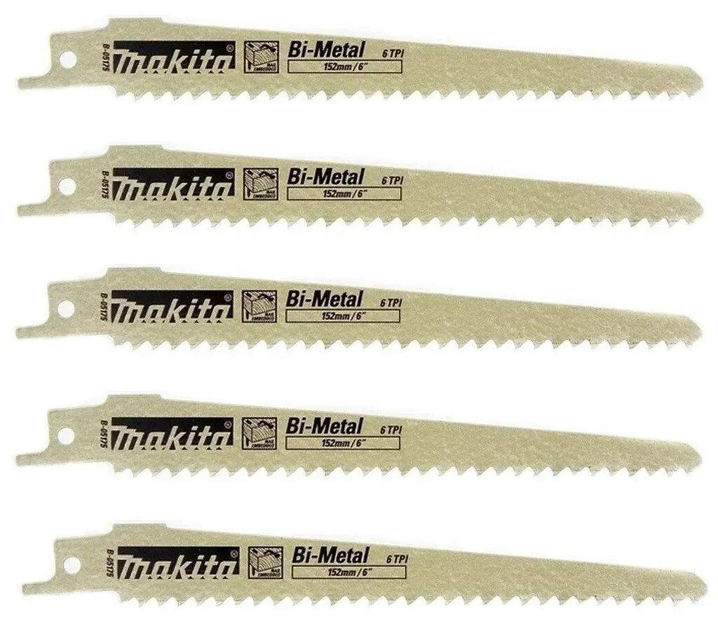 Набір полотен BIM 152 мм по дереву для шабельної пили Makita B-05175 (5 шт)