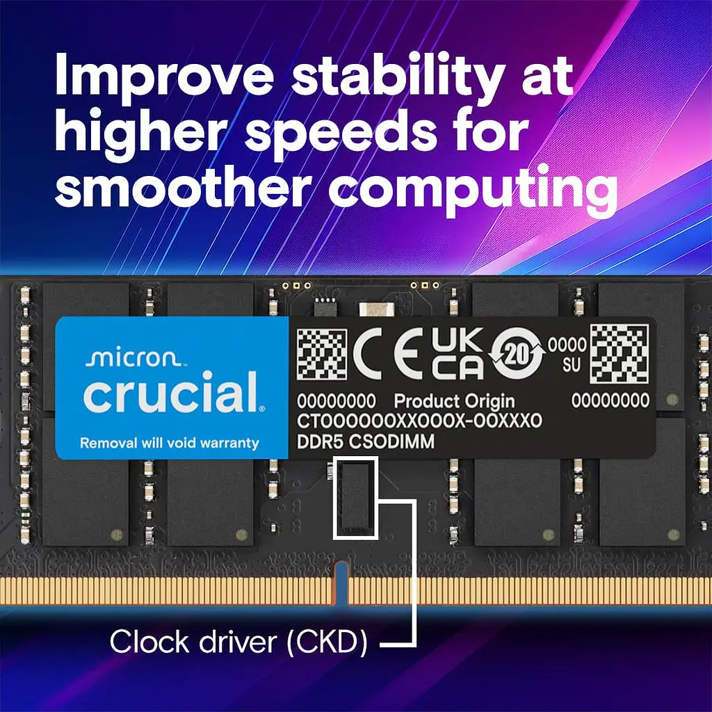 Модуль пам'яті Crucial DDR5 24GB 6400Mhz CSODIMM CL52 (CT24G64C52CS5) - фото 2