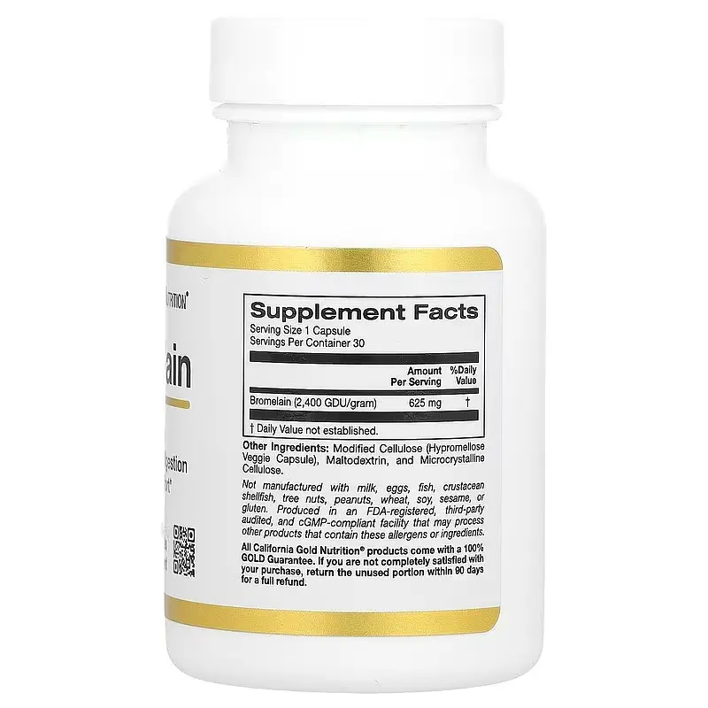 Бромелайн Bromelain 620 mg 30 капсул California Gold Nutrition vit0006454 - фото 2