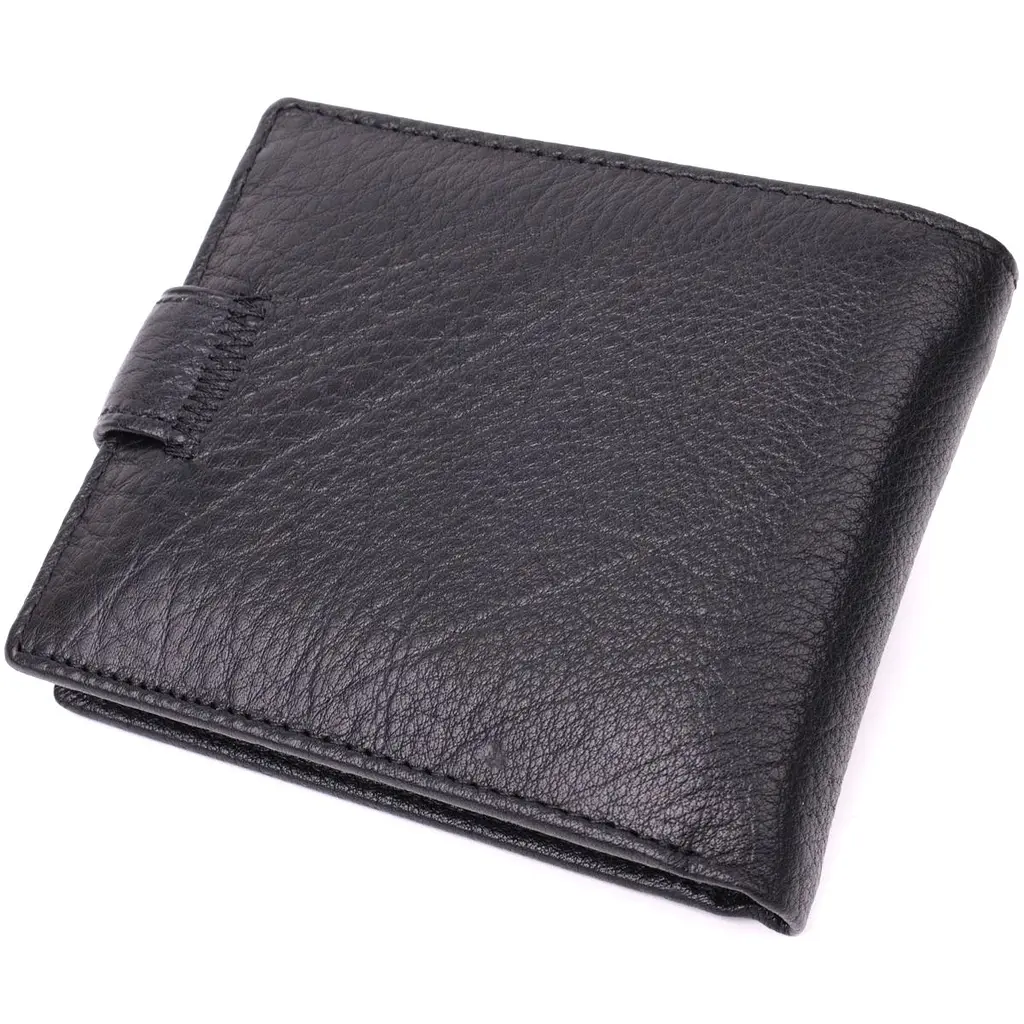 Чоловічий гаманець середнього розміру з натуральної шкіри ST Leather 22484 чорний - фото 5